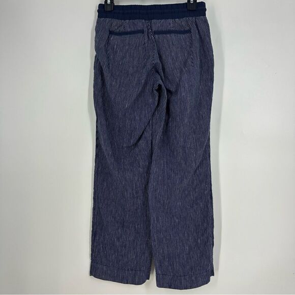 ATHLETA Bali Linen Lightweight Pinstripe Wide Legged Ankle Pants sz 4 Petite - Picture 4 of 7